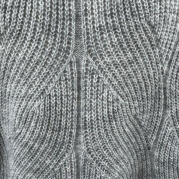 Anthropologie Gray Pointelle Knit Pullover Sweater Size XS Boxy Cropped Cable - Picture 8 of 11